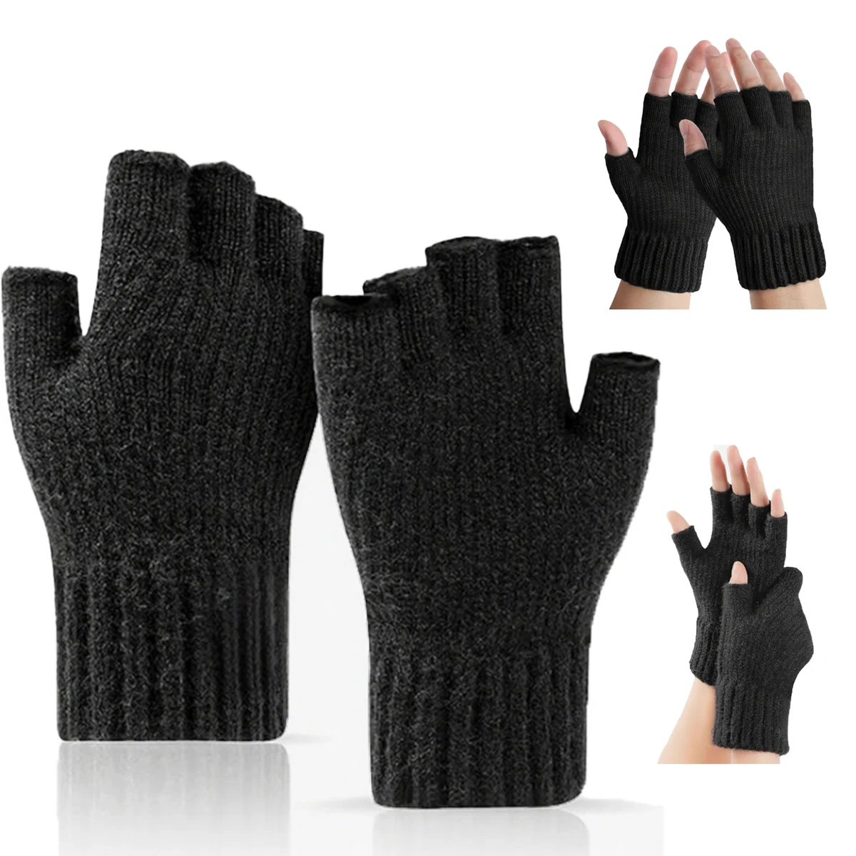 Winter Half-Finger Thickened Knit Gloves 1