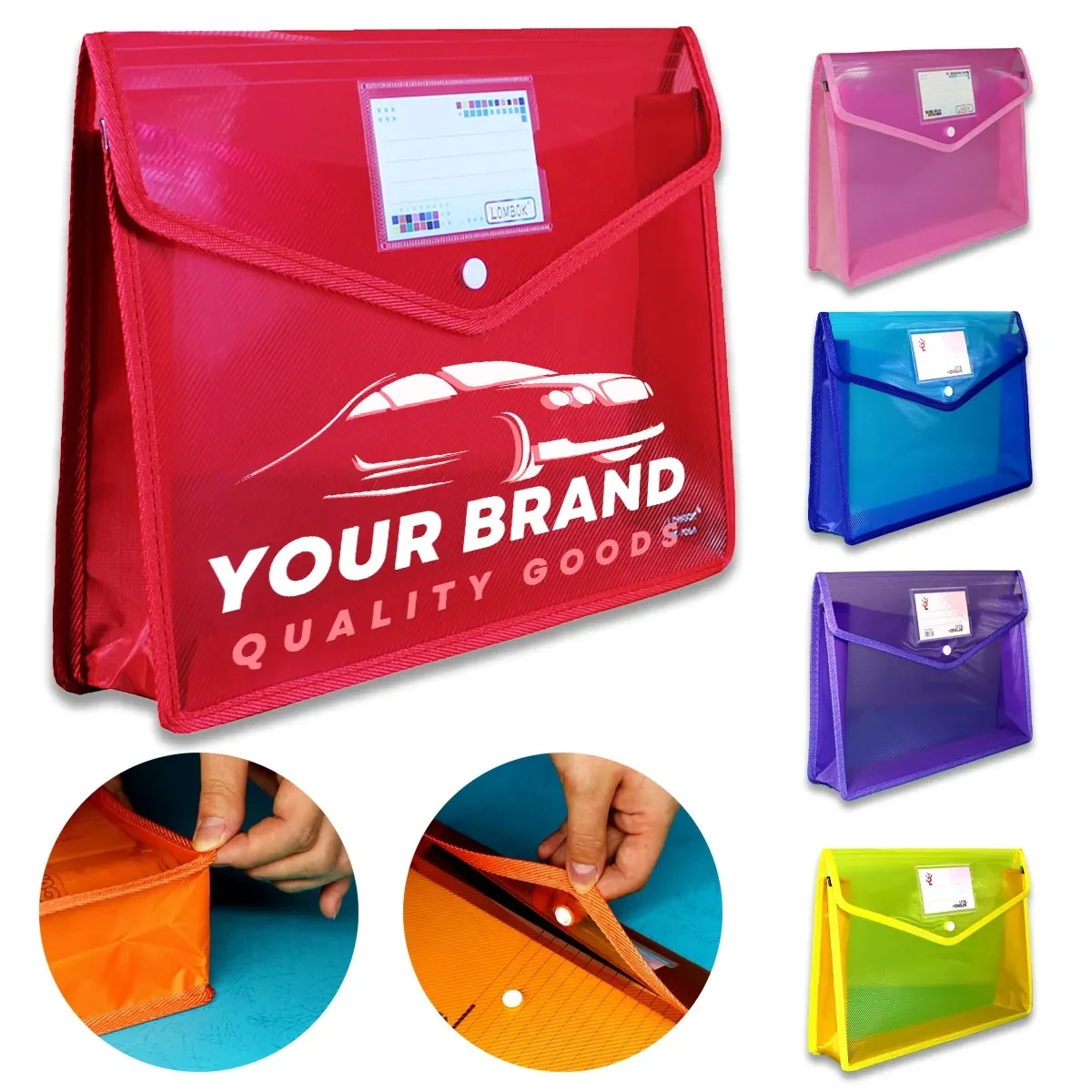 Colorful Snap-Button Transparent Waterproof Document Bag 1