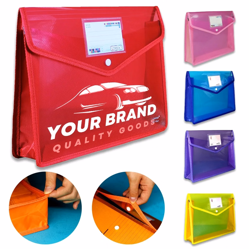 Colorful Snap-Button Transparent Waterproof Document Bag