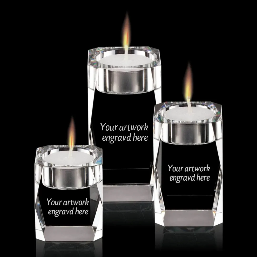 Bevelled crystal tealight holder 1