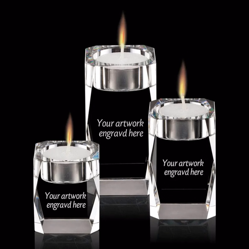 Bevelled crystal tealight holder