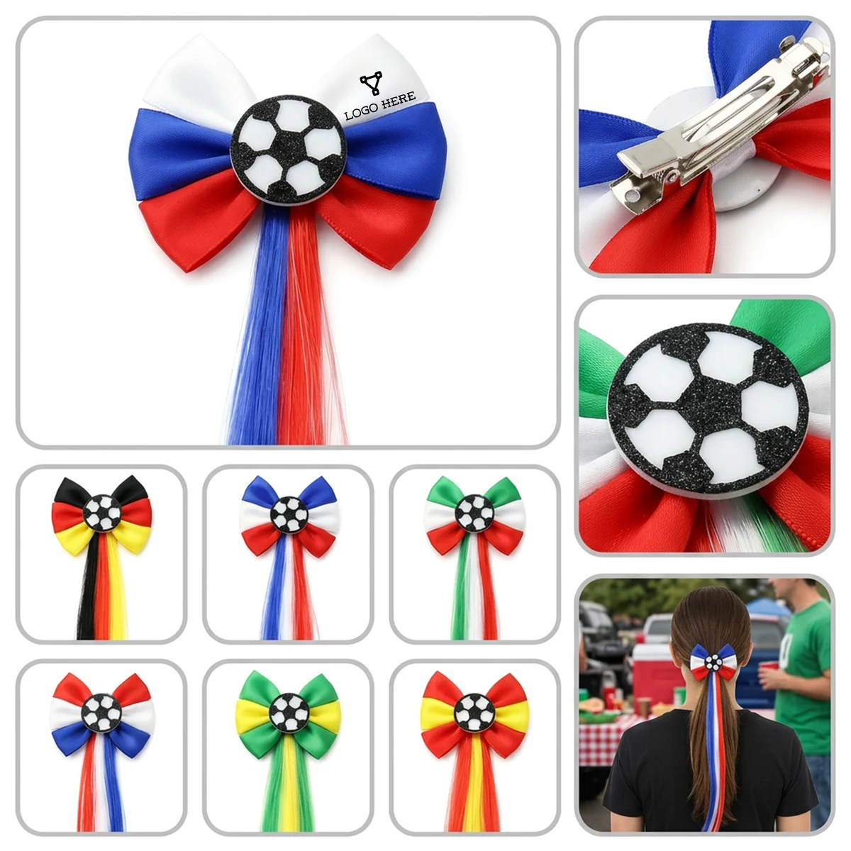 Sports Theme Cheerleading Hair Bows 1