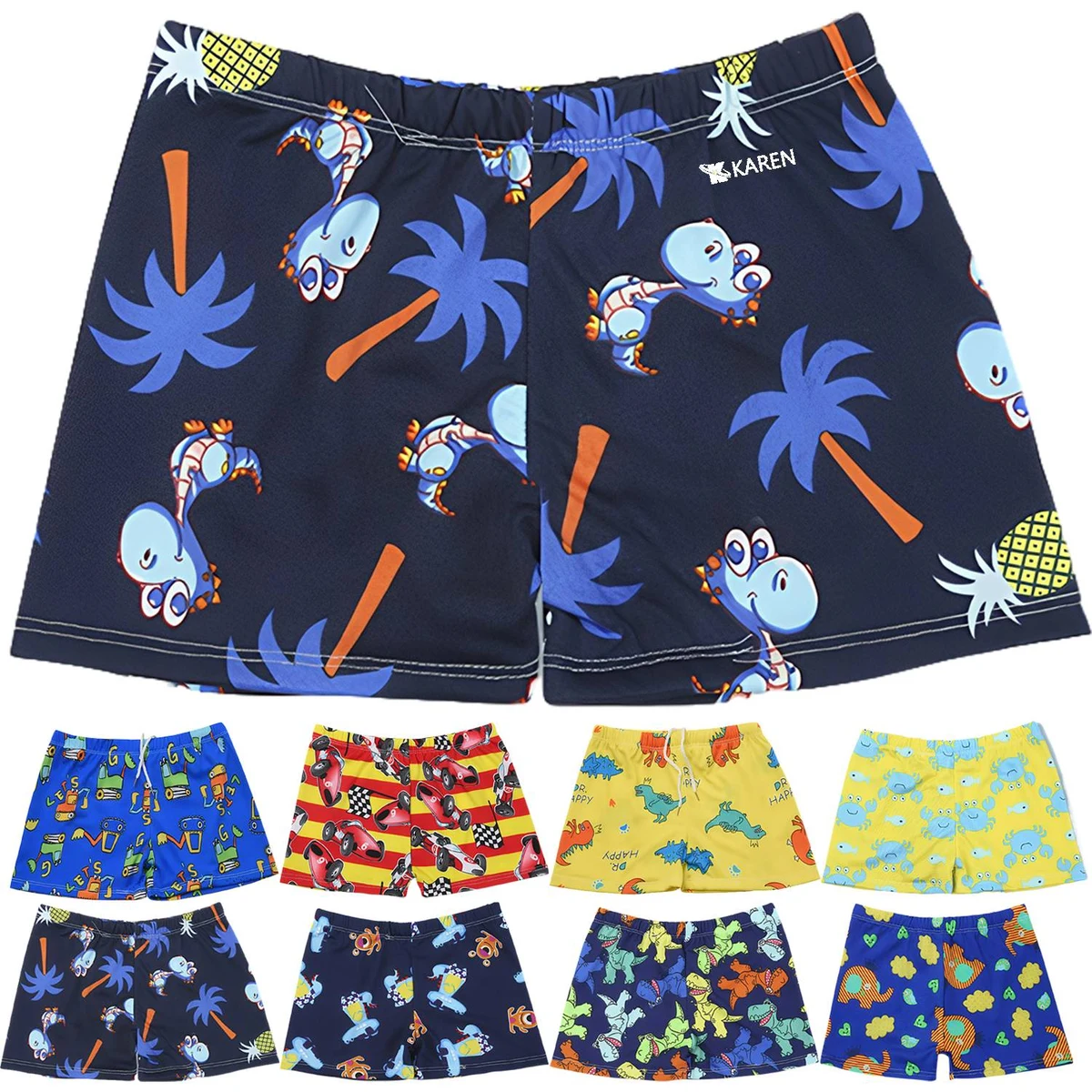 Cartoon Digital Print Kids Swim Trunk 1