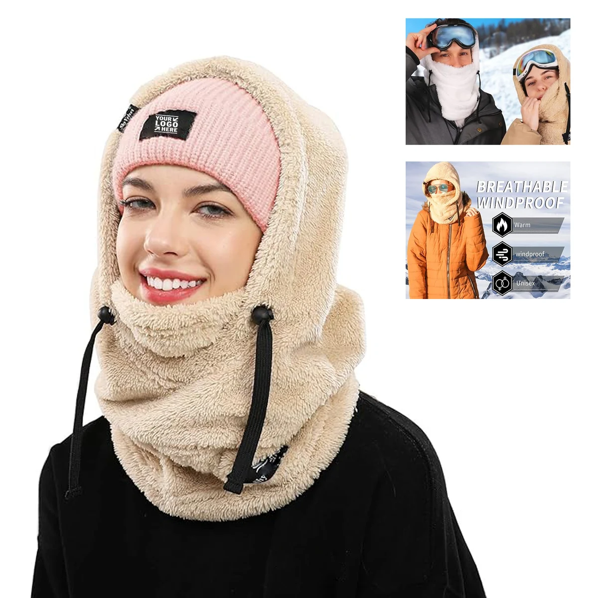 Men Women Balaclava Wind Resistant Winter Fleece Ski Face Mask Cover Hat Cap Scarf 1