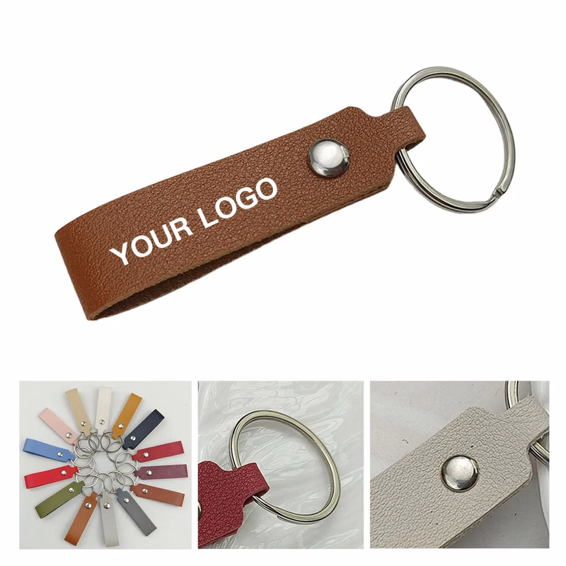 Durable Leather Keychain with Colorful Stripes