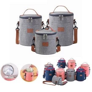 Custom Portable Cylindrical Thick Insulated Lunch Bag 1