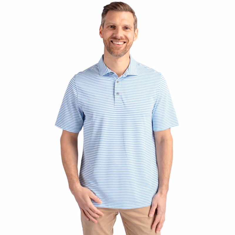 Cutter & Buck Virtue Recycled Stripe Featherlight Pique Mens Big & Tall Polo Big & Tall