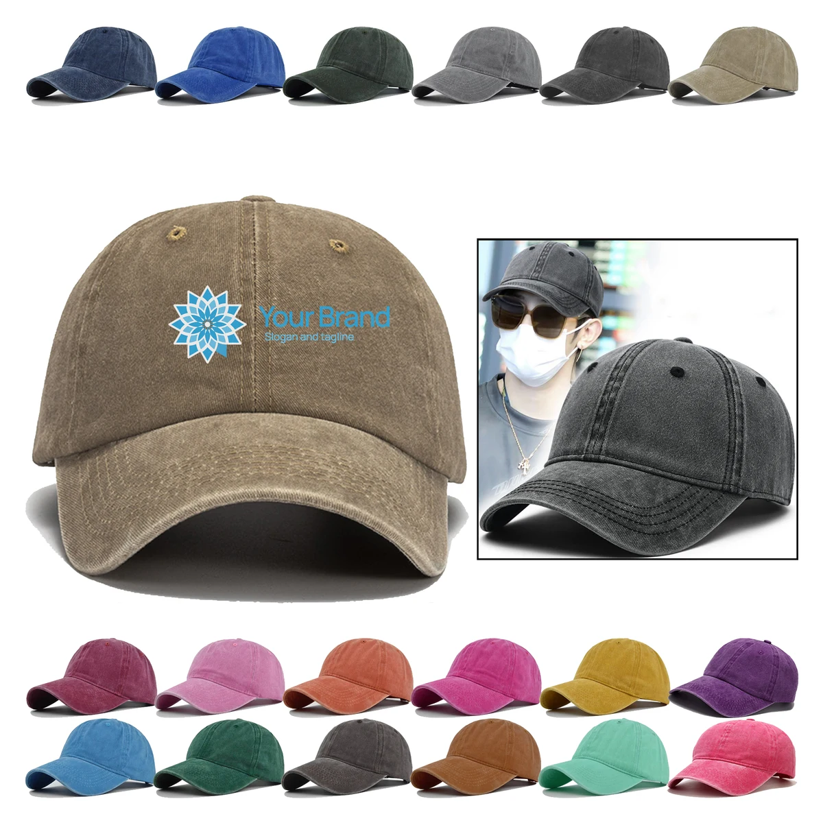 MOQ 20pcs Adjustable Denim Baseball Hat 1