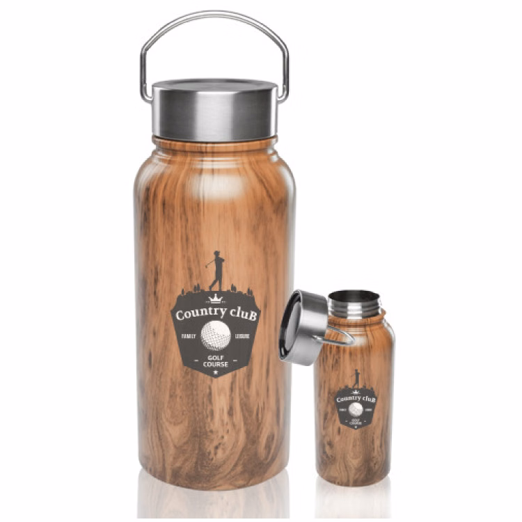 30 oz. Large Wood Coated Stainless Steel Water Bottle - BPA Free