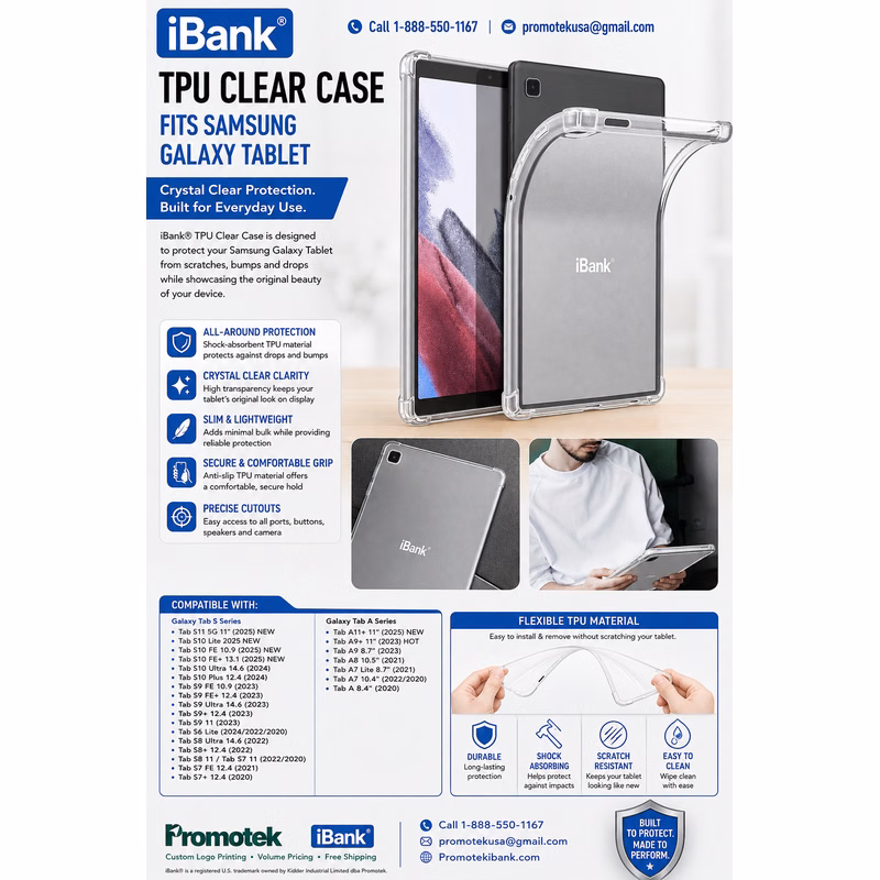 iBank® Clear Case for Galaxy Tablet, Soft TPU, Anti-Scratch Ultra Slim