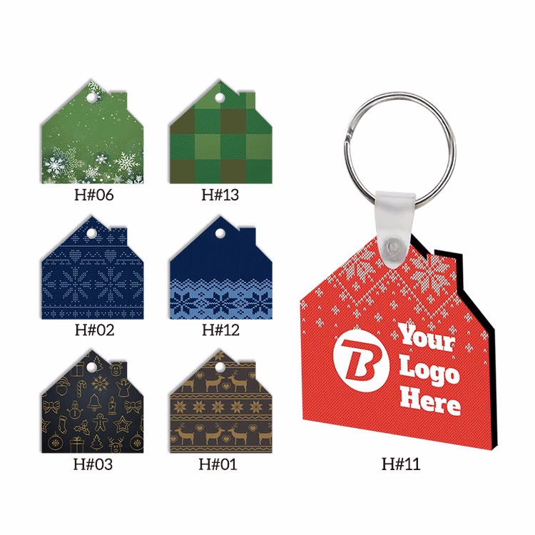 Free Shipping Full Color Christmas Key Chain - House
