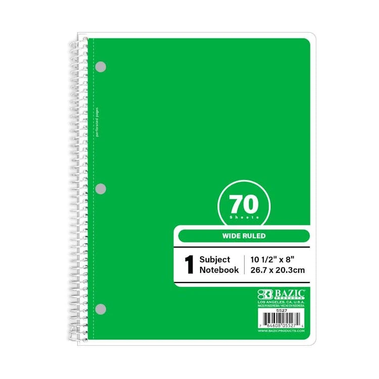 Wide Ruled Notebooks - 70 Sheets Green 1