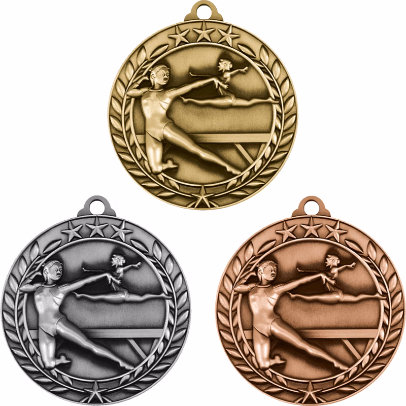 Stock Small Academic & Sports Laurel Medals: Women's Gymnastics