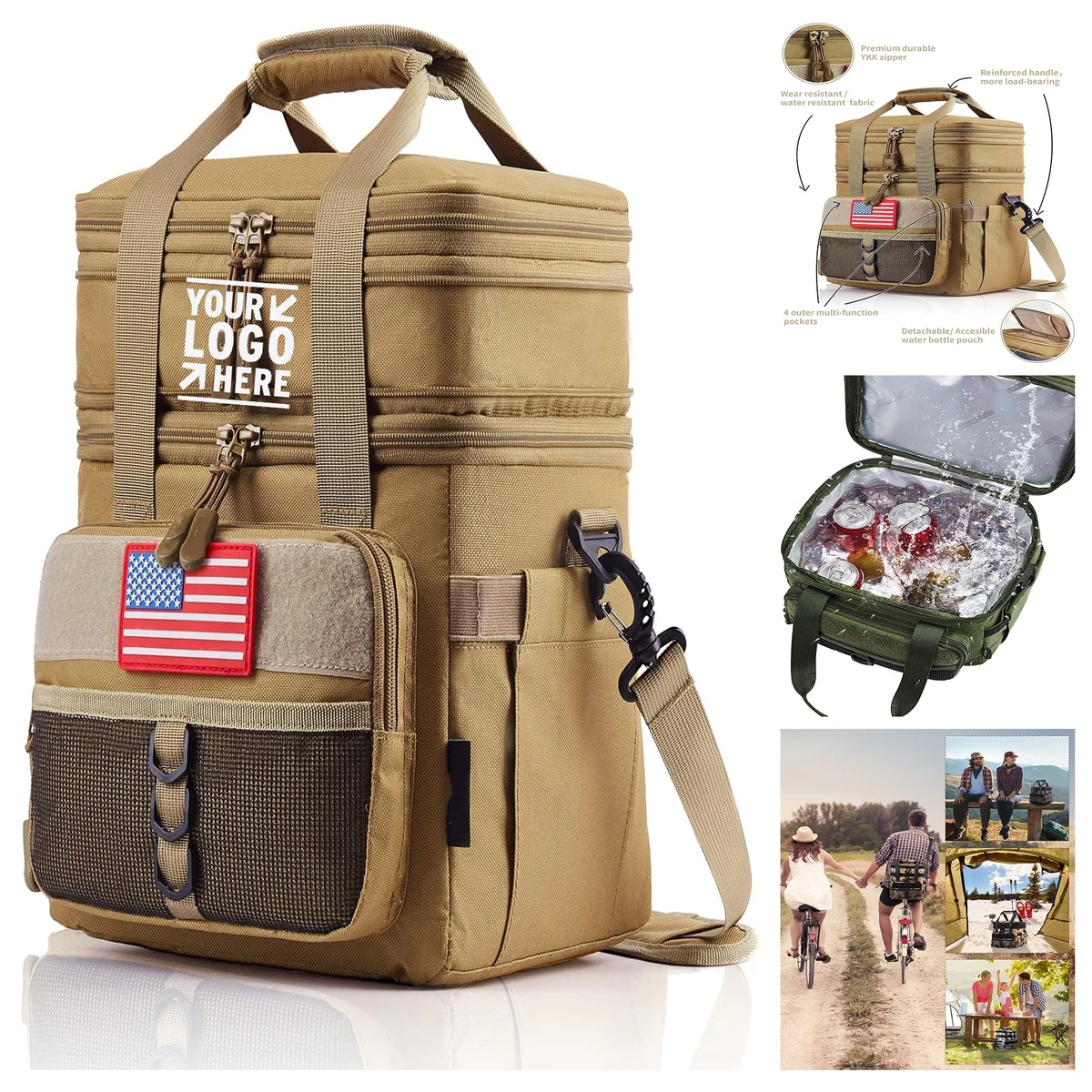 Men Tactical Double Deck Expandable Insulated Large Durable Leakproof Thermal Cooler Lunch Bag 1