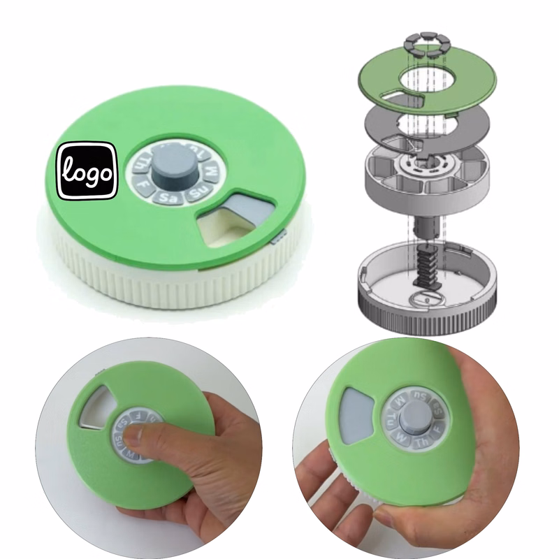 Weekly Pill Organizer With Push Turn Mechanism