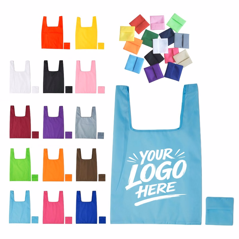 Reusable Foldable Polyester Tote With Pouch Large Bag
