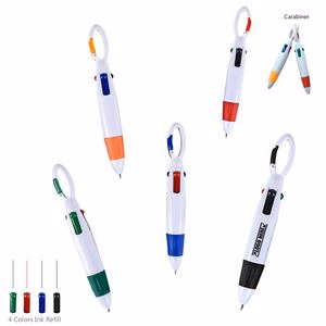 4 Color Ink Pen With Carabiner