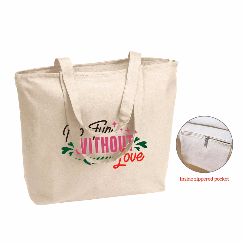 12 oz. Natural Heavy Cotton Canvas 25L Zippered Tote Bag_R109NBT