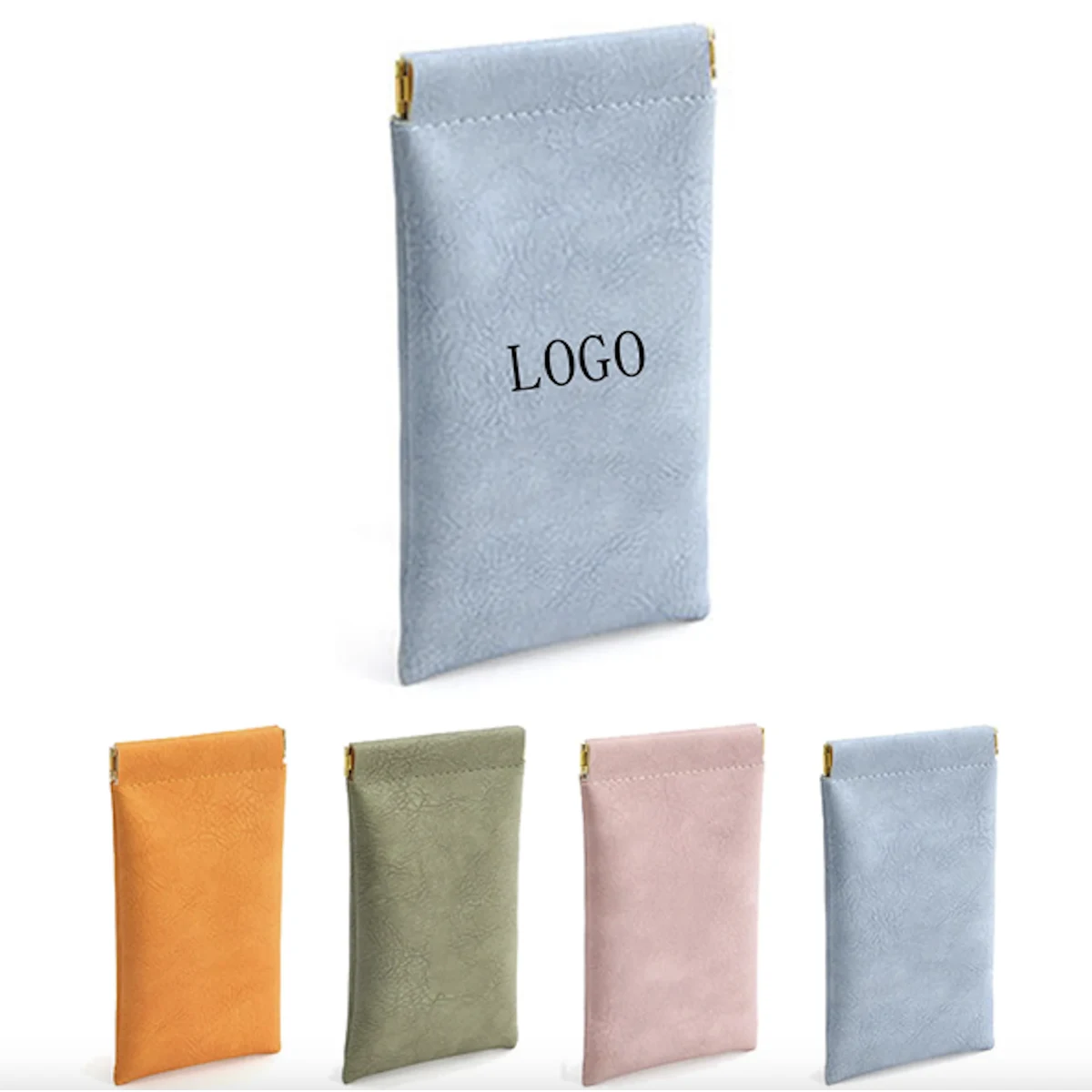 Portable Squeeze Top PU Leather Glasses Bag 1