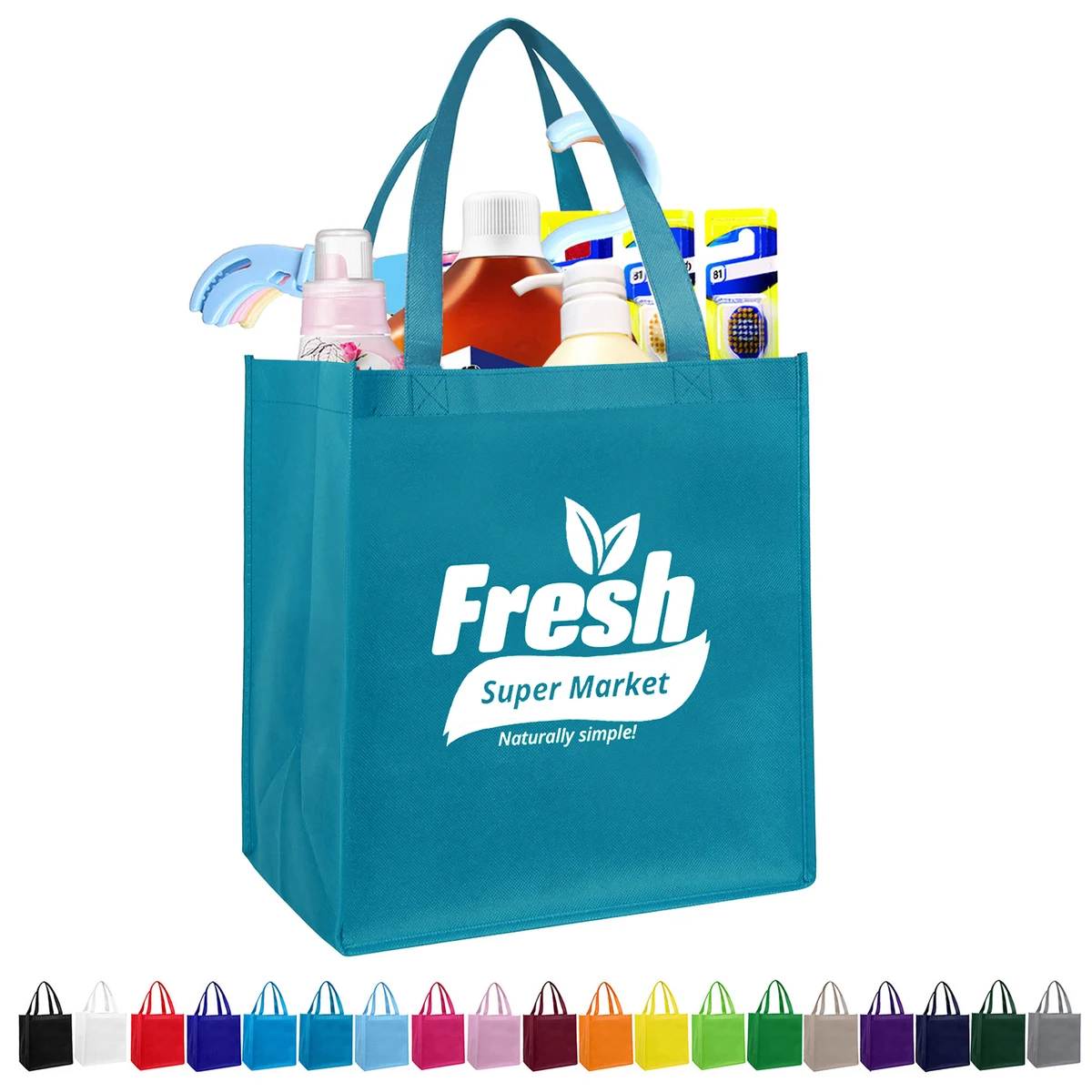 Non-woven Grocery Tote Bags 12'' x 13'' x 8'' 1