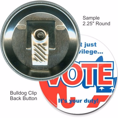 Bulldog Clip 2 1/4 Inch Round Button