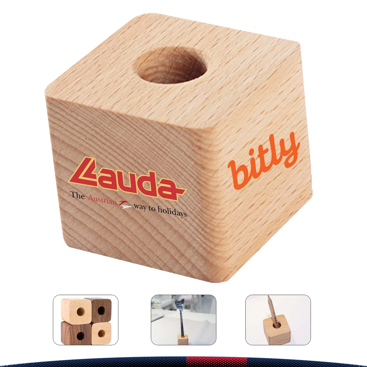 Square Beech Pen Holder 1