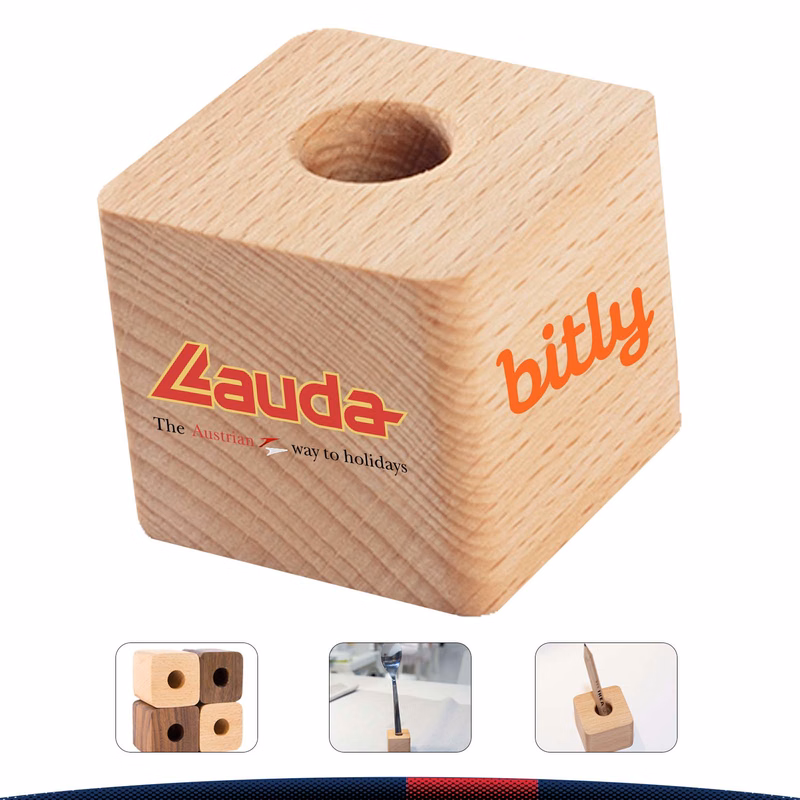 Square Beech Pen Holder