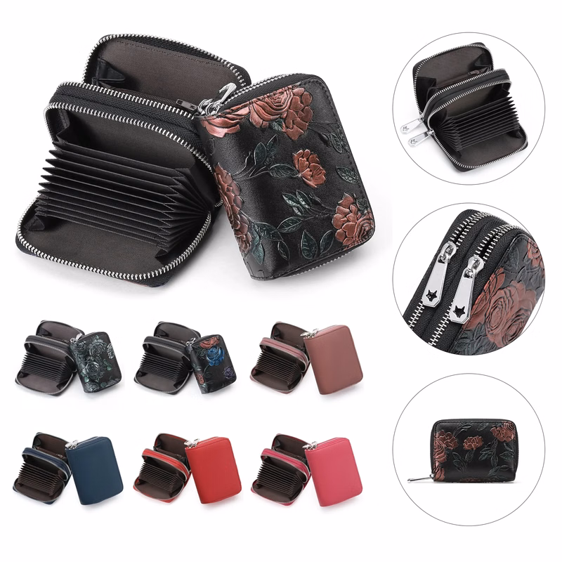 RFID Double Zipper Multifunctional Wallet