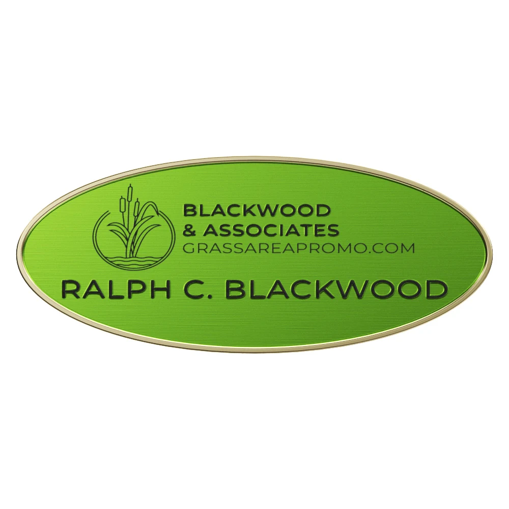 Texture Tone® Oval Metal Name Badge (3" x 1-1/4") 1