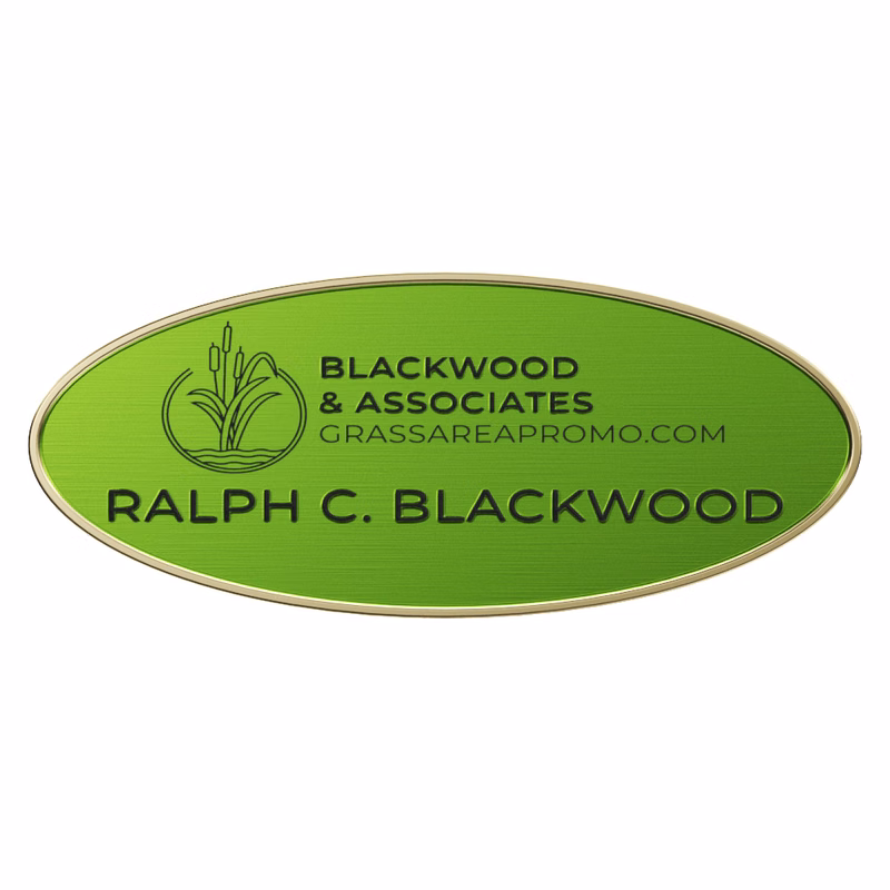 Texture Tone® Oval Metal Name Badge (3" x 1-1/4")