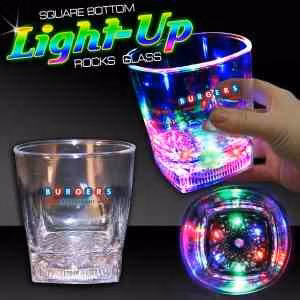Square Bottom LED Rocks Glass