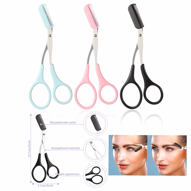 Women Eyebrow Trimmer Scissors with Comb
