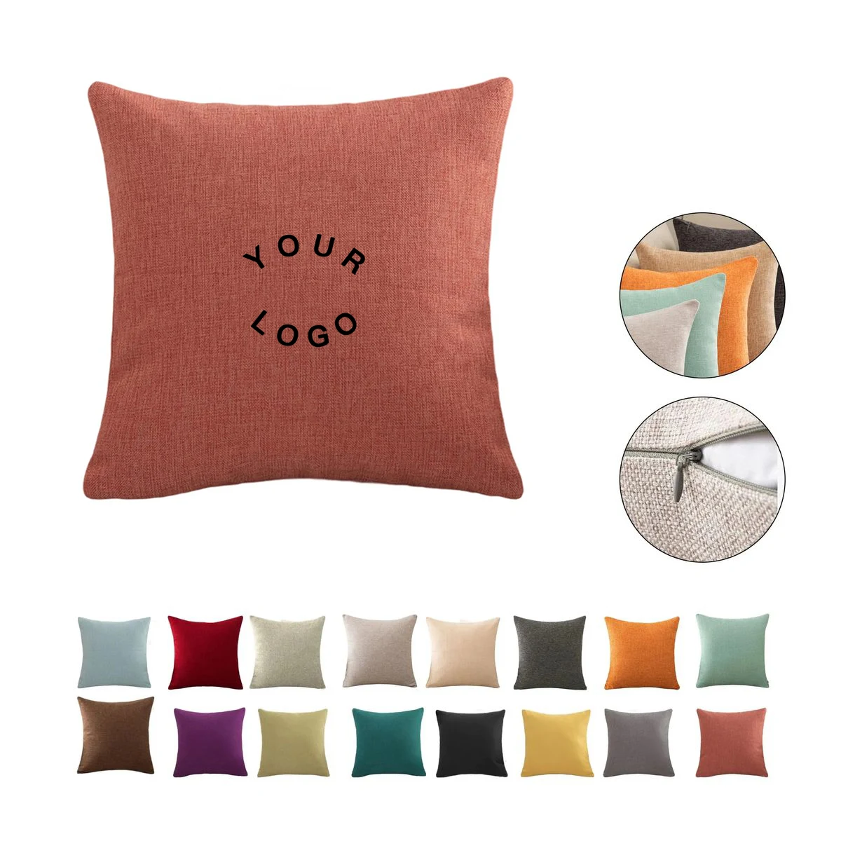 18 Inch Linen Pillow Cover with Hidden Zipper Closure 1