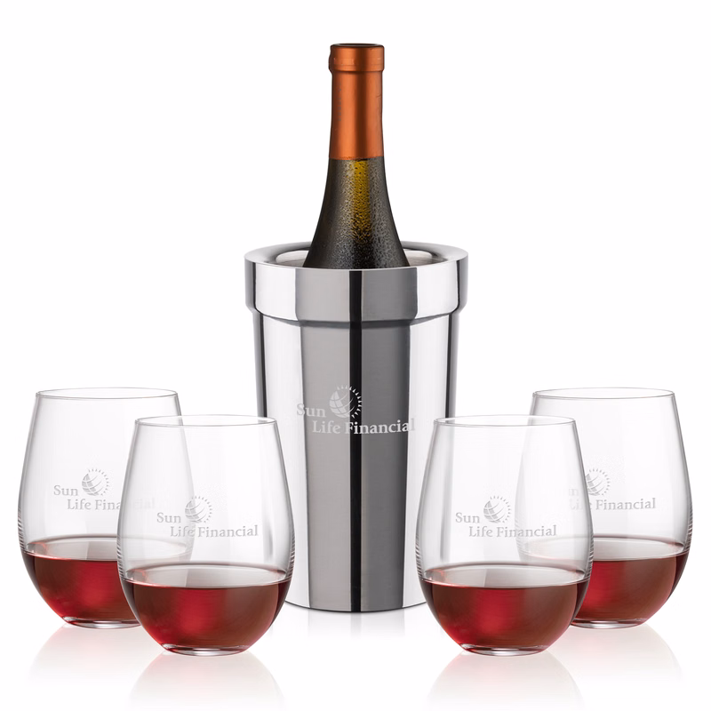 Milano Wine Cooler & Redmond Stemless Wine Set