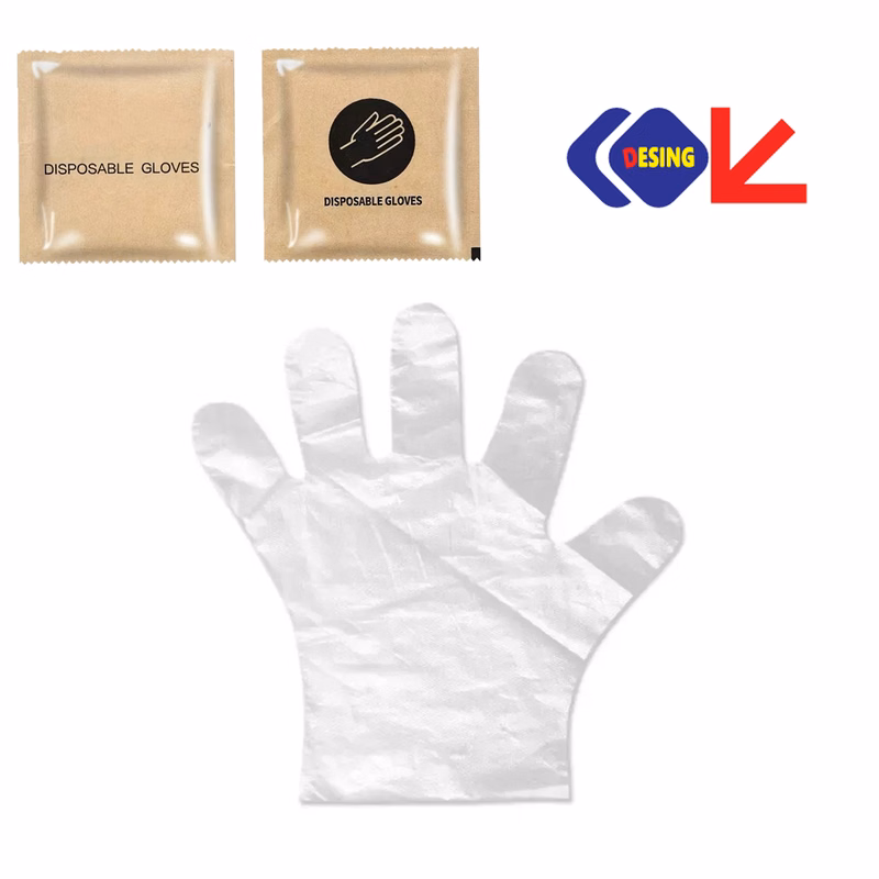 Double Sided Disposable PE Gloves 2pcs In The Pack 2.56"L X 2.56"W