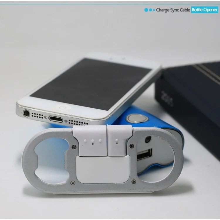 Bottle opener keychain with charger cables 1