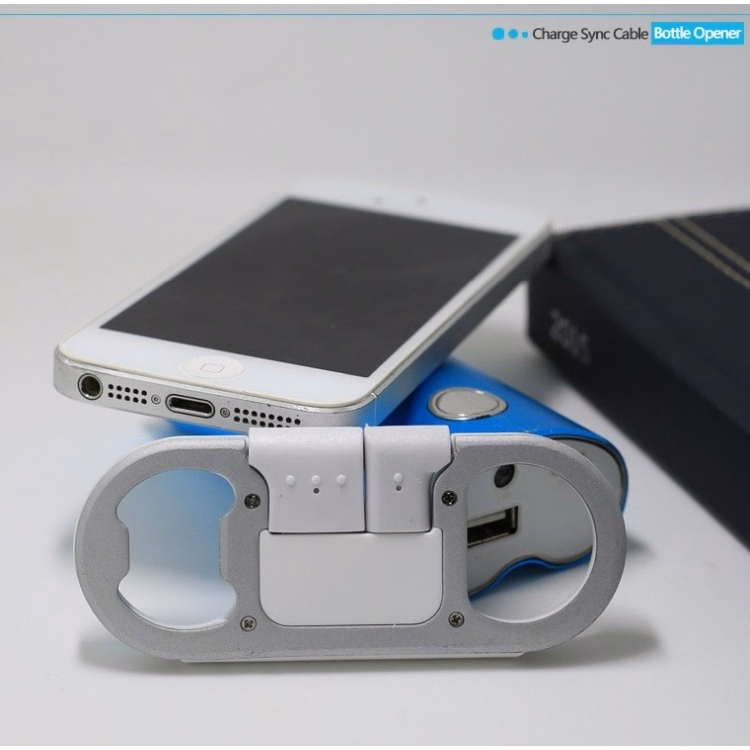 Bottle opener keychain with charger cables
