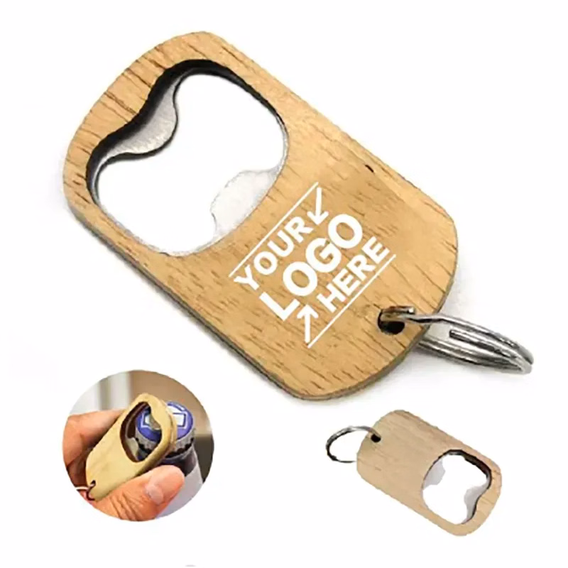 2-in-1 Wooden Bottle Opener Keychain