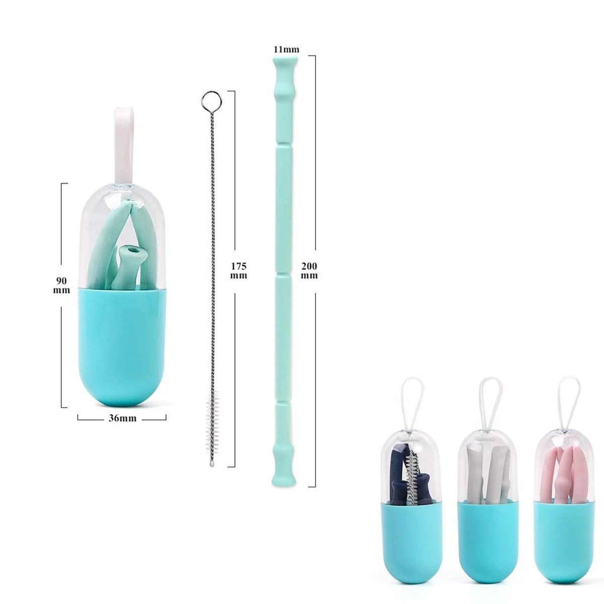 Collapsible Silicone Straw With Travel Case 1