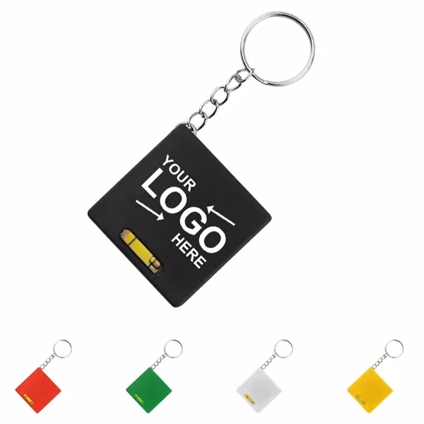 Custom Square ABS Tape Measure & Level Keychain — Construction Trade Giveaway