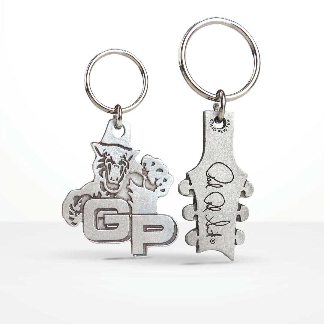 Custom Solid Pewter 2D Keychain 1