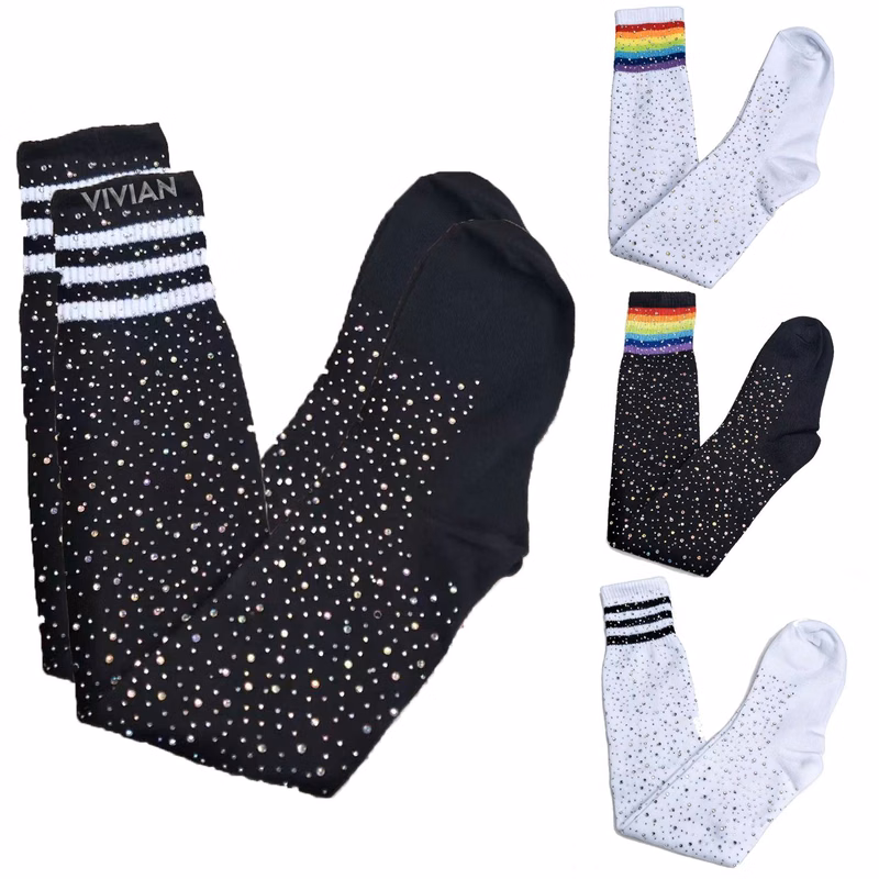 Rhinestone Stripe Mid-Calf Socks
