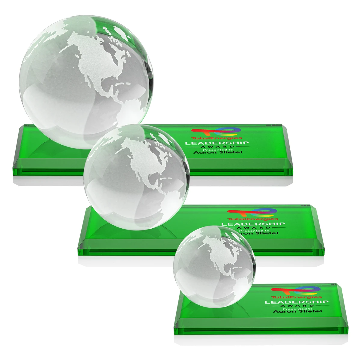 Globe VividPrint™ Award on Rectangle Base - Green 1