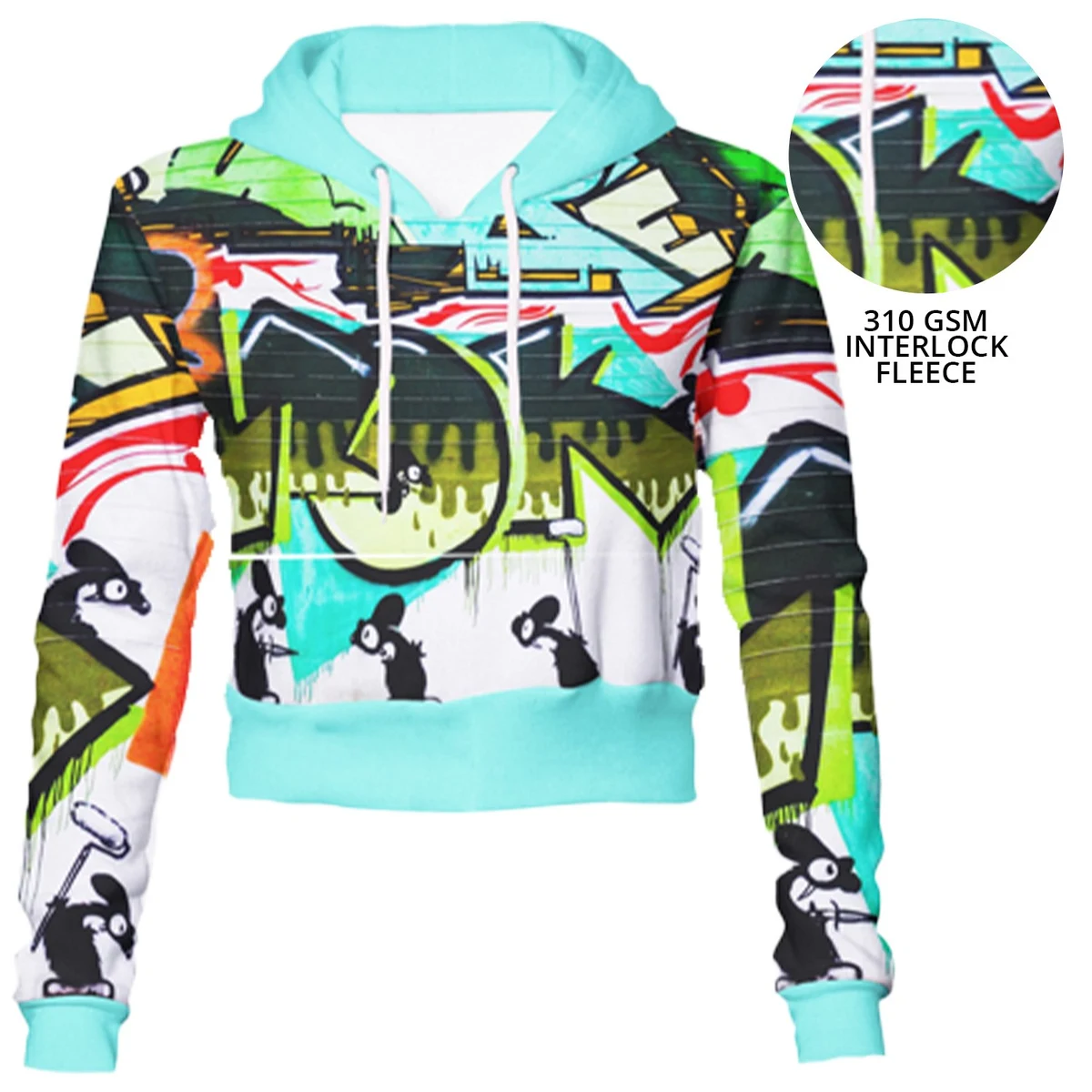 Women's 310 GSM Interlock Fleece Full Color Sublimation Midriff Hoodies 1