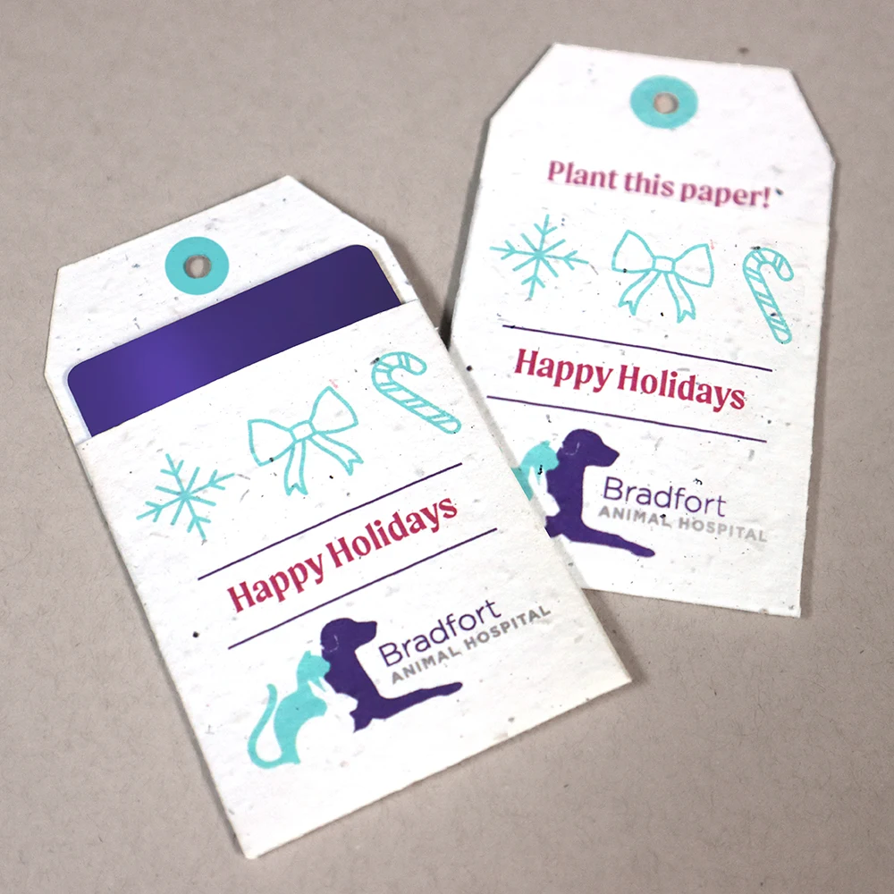 Double-Sided Tag Shape Seed Paper Gift Card Holders 1