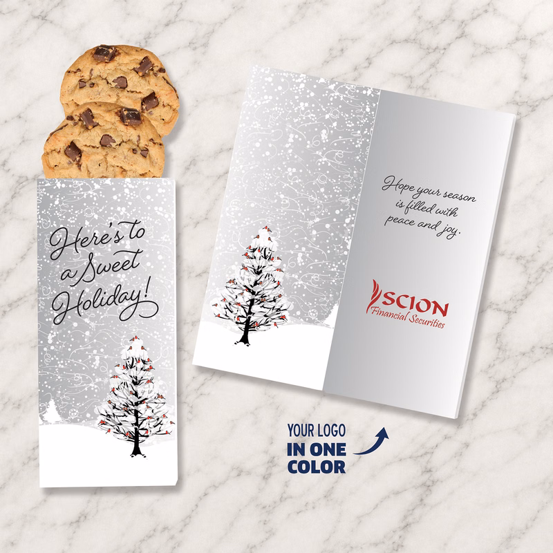 One Color Foil-Stamped Stock Cardinals Sweeter Cards with Chocolate Chip Cookies