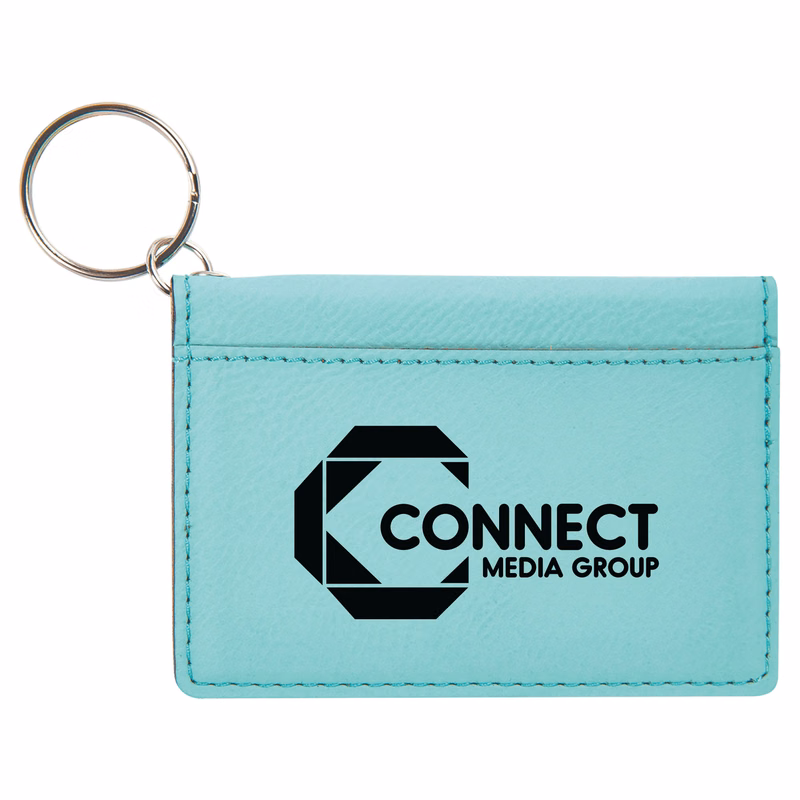 Teal Leatherette Keychain ID Holder