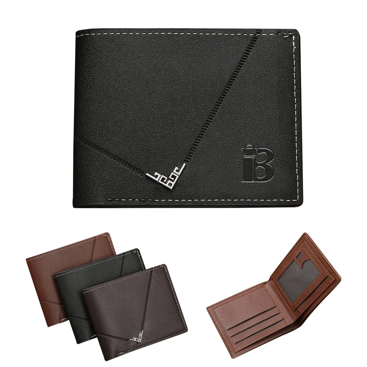 Large Capacity Mens Short PU Leather Wallet 1