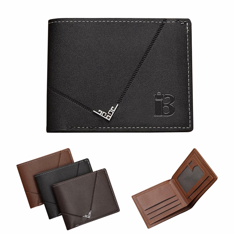 Large Capacity Mens Short PU Leather Wallet