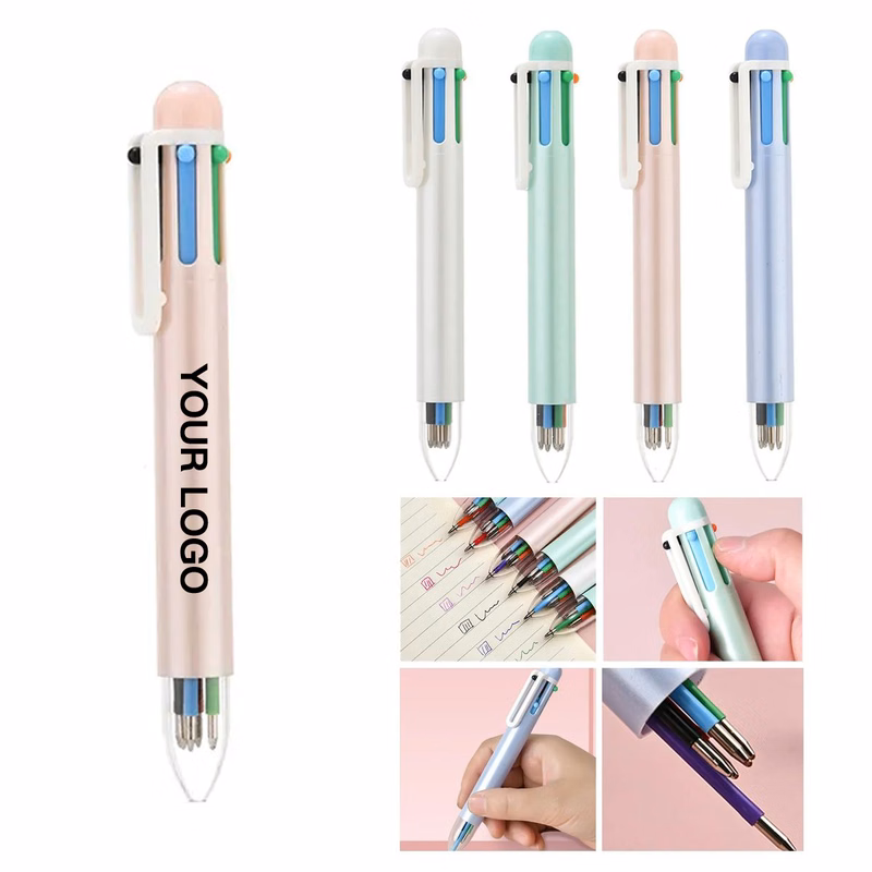 Retractable Multicolor Ballpoint Pen with Six Inks